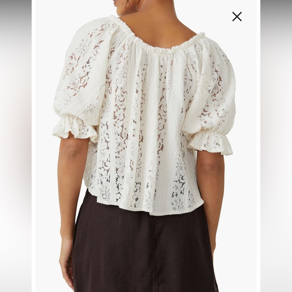FREE PEOPLE WOMEN'S STACEY LACE CROPPED SHIRT - Picture 10 of 14